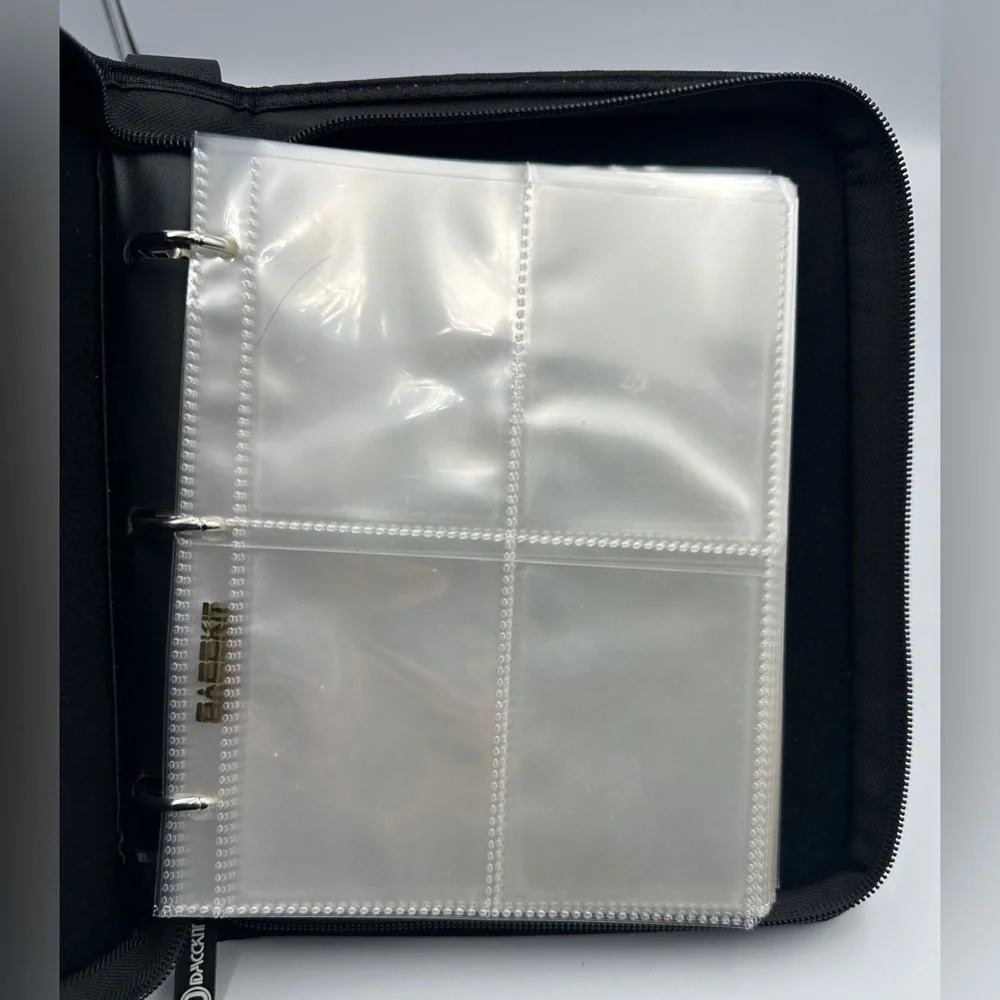 D DACCKIT Red And White Trading Card Zip Binder With Inserts